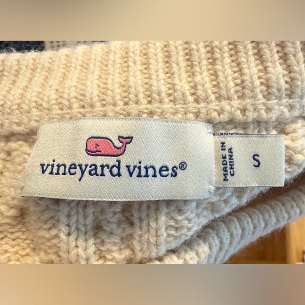 Vineyard Vines Varsity Pop Fisherman Cable Knit Sweater Size S - Picture 5 of 8